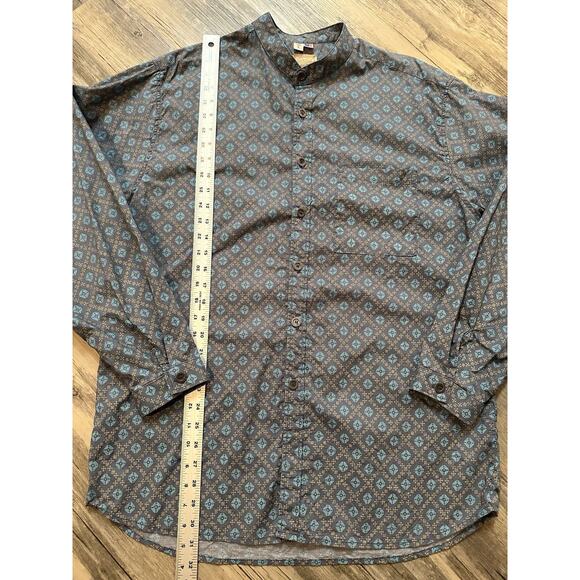 Vintage Wah Maker Shirt Men Large Blue Geometric Print AOP Frontier Western - Picture 3 of 7